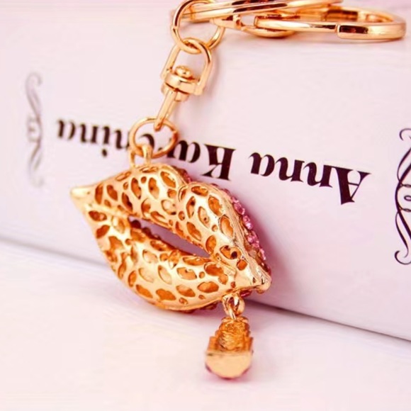 Rhinestone Red Lipstick Keychain Bag Charm - Picture 4 of 5